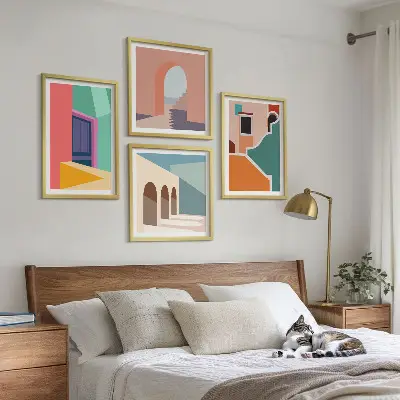 Colorful City Illustration Wall Art Set colorful city illustrations