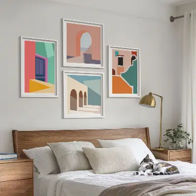 Colorful City Illustration Wall Art Set colorful city illustrations