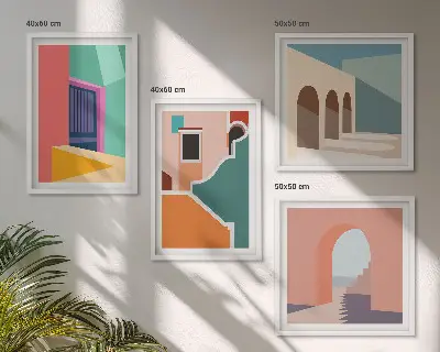 Colorful City Illustration Wall Art Set colorful city illustrations