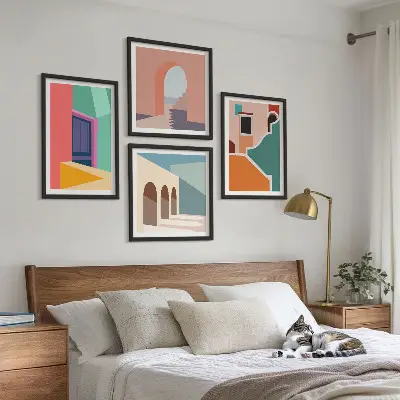 Colorful City Illustration Wall Art Set colorful city illustrations
