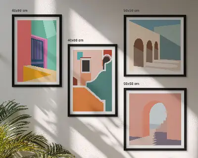 Colorful City Illustration Wall Art Set colorful city illustrations
