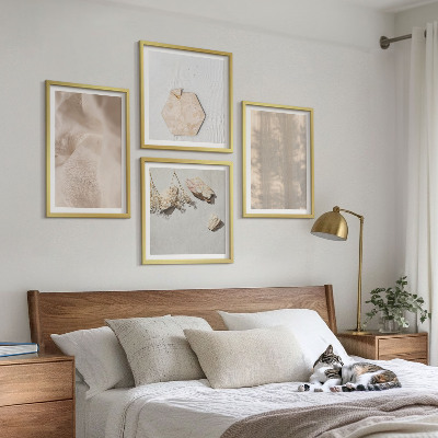 Set of 4 wall art pieces Subtle boho natural textures