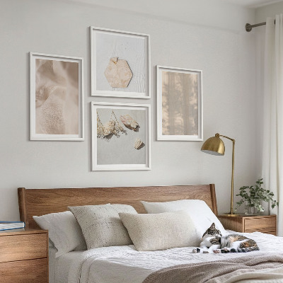 Set of 4 wall art pieces Subtle boho natural textures