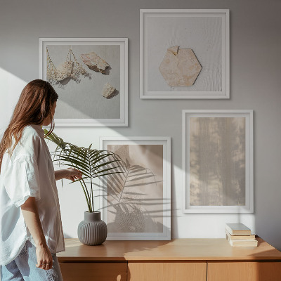 Set of 4 wall art pieces Subtle boho natural textures