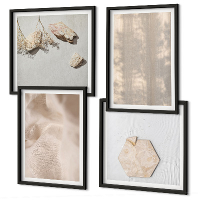 Set of 4 wall art pieces Subtle boho natural textures