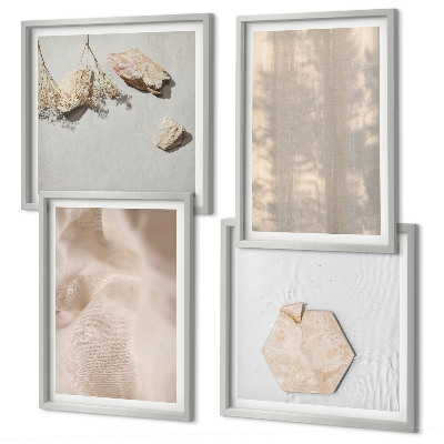 Set of 4 wall art pieces Subtle boho natural textures