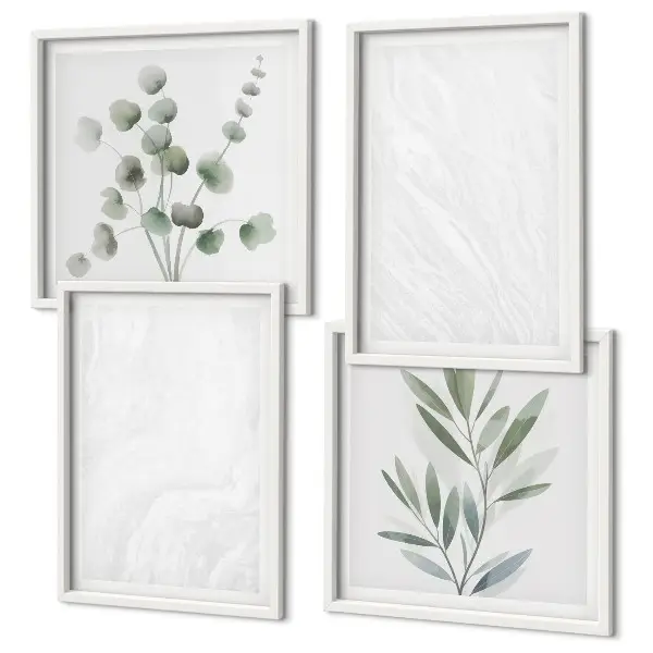 Wall art set featuring marble structure and pastel twigs