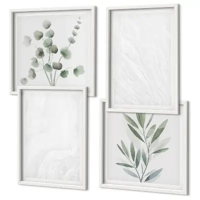 Wall art set featuring marble structure and pastel twigs