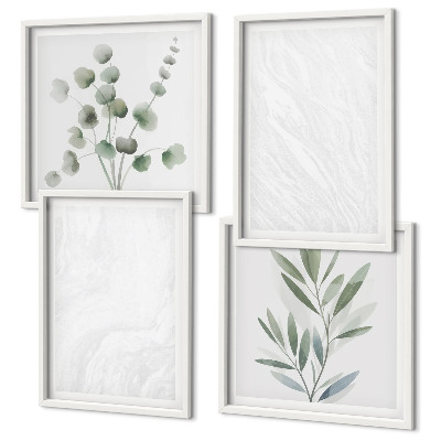 Wall art set Marble structure pastel twigs