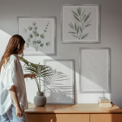 Wall art set Marble structure pastel twigs
