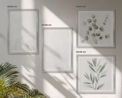 Wall art set featuring marble structure and pastel twigs
