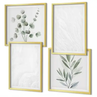 Wall art set featuring marble structure and pastel twigs