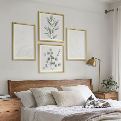 Wall art set Marble structure pastel twigs