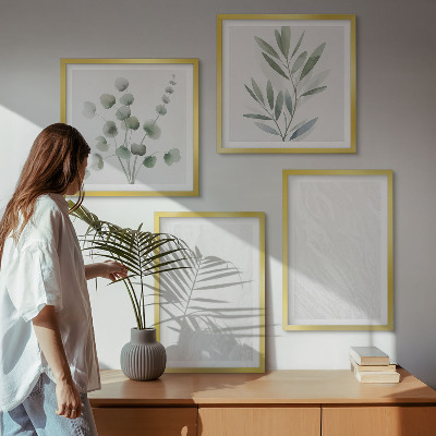 Wall art set Marble structure pastel twigs