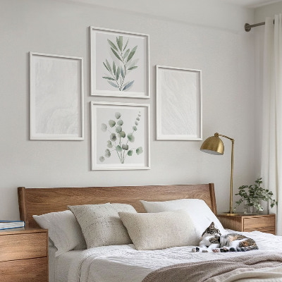 Wall art set Marble structure pastel twigs