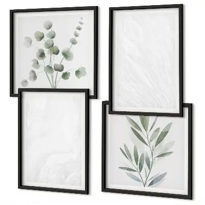 Wall art set featuring marble structure and pastel twigs
