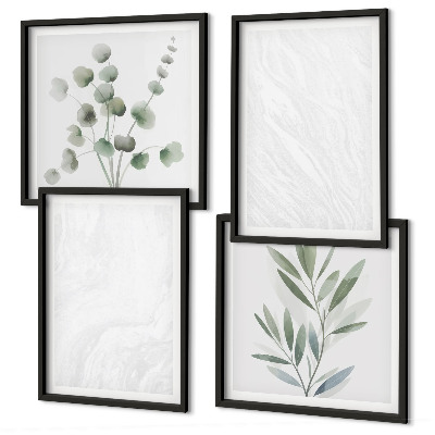 Wall art set Marble structure pastel twigs