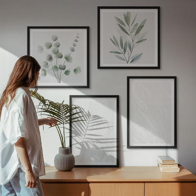 Wall art set Marble structure pastel twigs