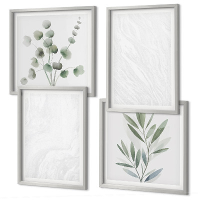 Wall art set Marble structure pastel twigs
