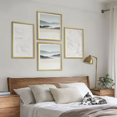 Multi-piece wall decor set with white spots on a canvas background