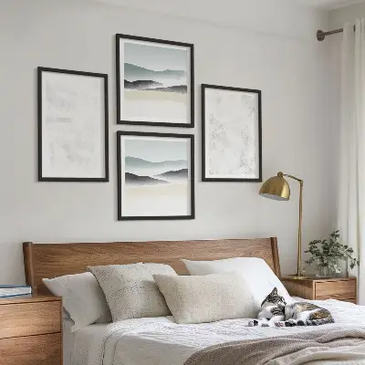 Multi-piece wall decor set with white spots on a canvas background