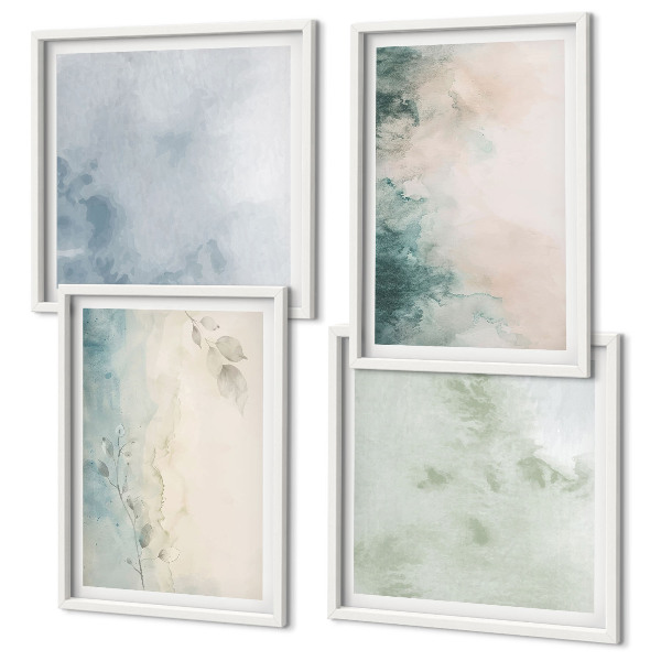 Multi-piece wall decor set Spilled watercolor canvas style