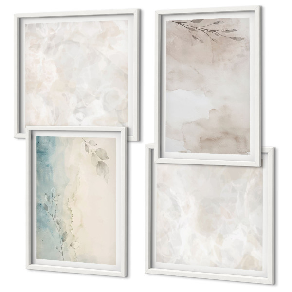 Set of 4 wall art pieces Watercolor painting texture