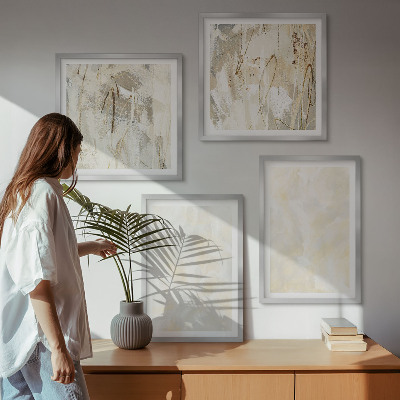 Set of 4 wall art pieces Bright texture paint design