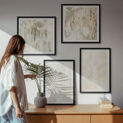 Set of 4 wall art pieces Bright texture paint design