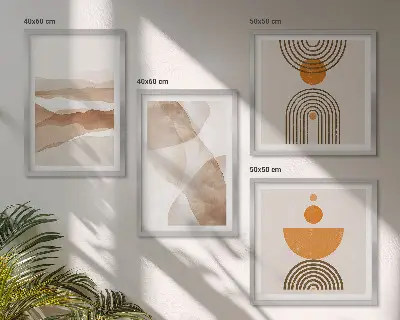 Multi-piece minimalist wall art set structures and shades design