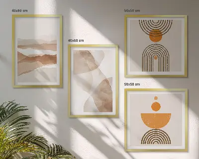 Multi-piece minimalist wall art set structures and shades design