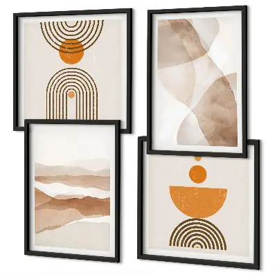 Multi-piece minimalist wall art set structures and shades design