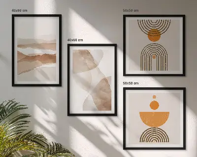Multi-piece minimalist wall art set structures and shades design