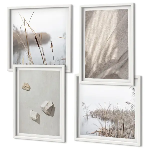 Boho style textured wall art set set of 4 close-up structure prints