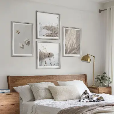 Boho style textured wall art set set of 4 close-up structure prints