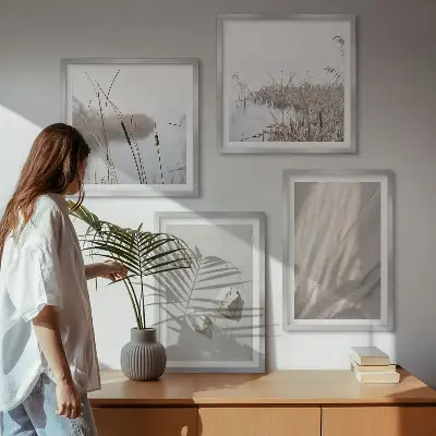 Boho style textured wall art set set of 4 close-up structure prints
