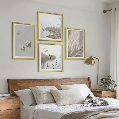 Boho style textured wall art set set of 4 close-up structure prints