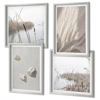 Boho style textured wall art set set of 4 close-up structure prints