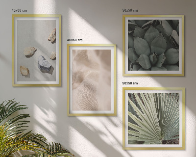 Set of 4 wall art pieces Stones wood fabric textures
