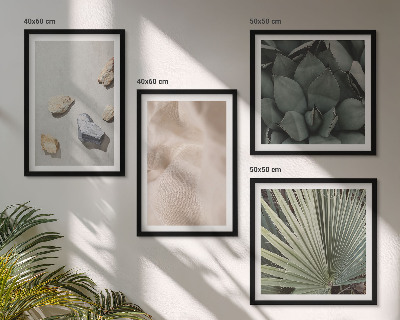 Set of 4 wall art pieces Stones wood fabric textures
