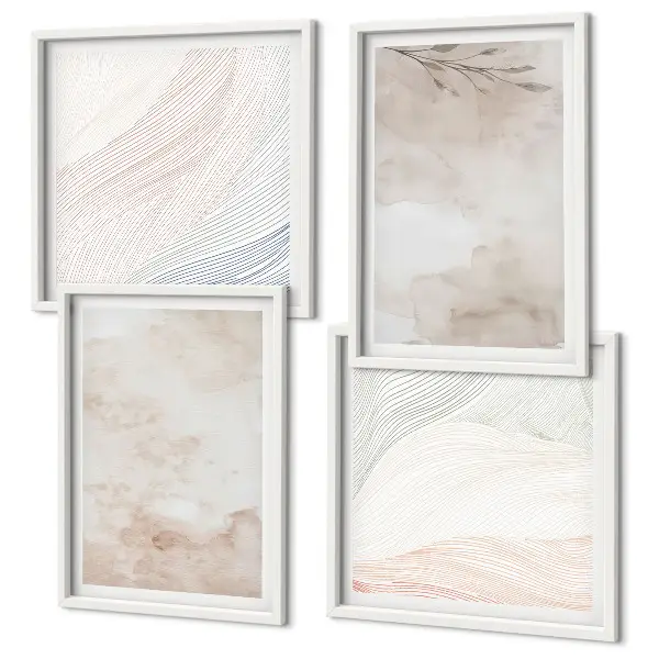 Watercolor leaves wall art set in pastel