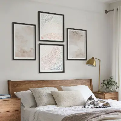 Watercolor leaves wall art set in pastel