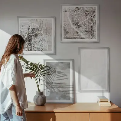 Abstract modern shapes wall art set 