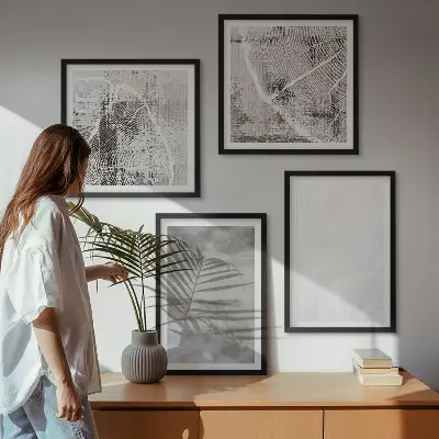 Abstract modern shapes wall art set 
