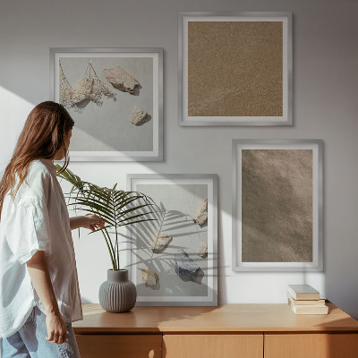 Set of 4 wall art pieces Beach stones natural structures