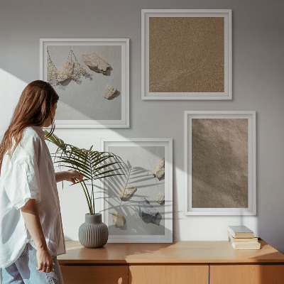 Set of 4 wall art pieces Beach stones natural structures