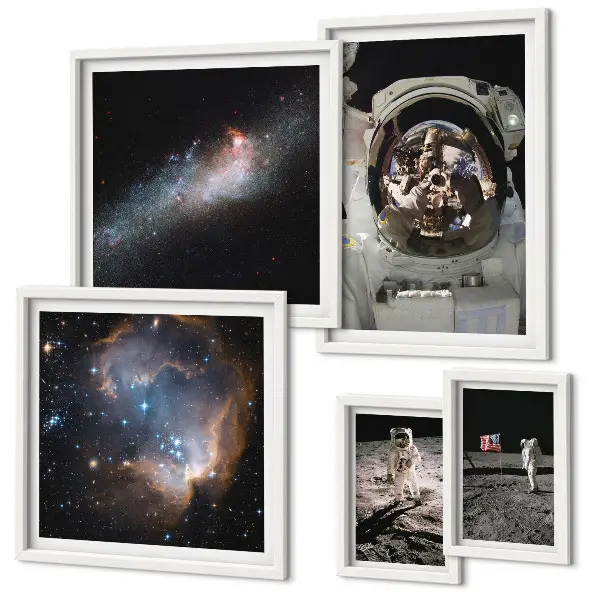 Astronauts landing on the Moon framed photo set
