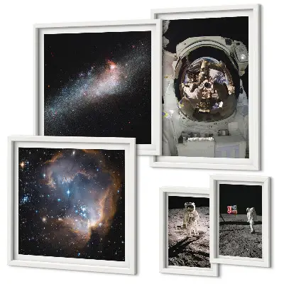 Astronauts landing on the Moon framed photo set