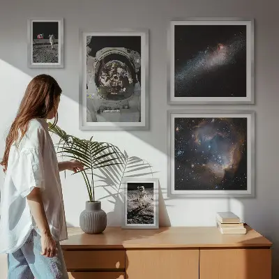 Astronauts landing on the Moon framed photo set