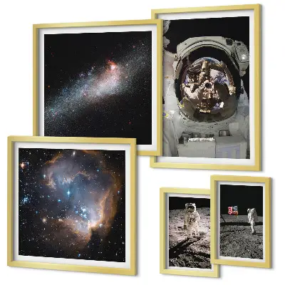 Astronauts landing on the Moon framed photo set